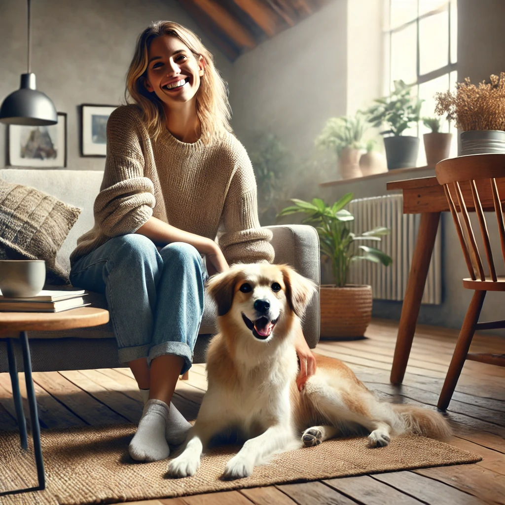 ESA owner enjoying the comforts of their home with pet fees.