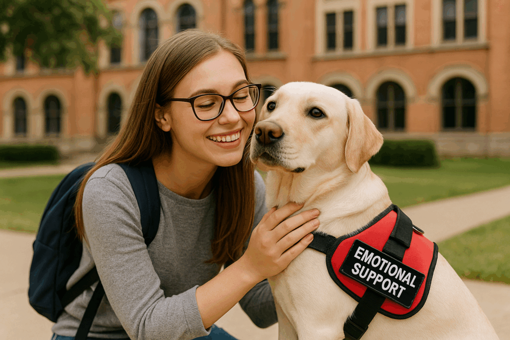College Student with their Emotional Support Animal