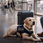 Service Dog at Airport with Bag